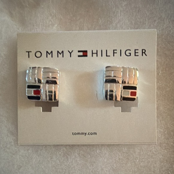 Tommy Hilfiger Jewelry - Tommy Hilfiger Silver Tone Earrings. Patriotic. Clip-on. Y2K.